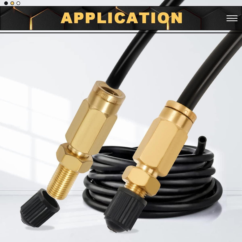 Boeray 2 Packs 1/4" Air Value Inflation Schrader Valve, Schrader Valve Adapter with Push to Connect Button for 1/4" OD Air Hose Fittings for Semi Trucks Trailers