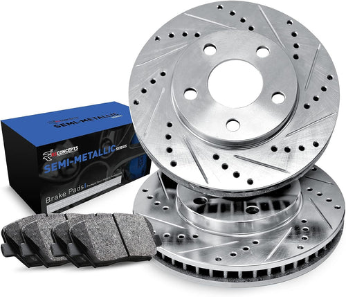 R1 Concepts Front Brakes and Rotors Kit |Front Brake Pads| Brake Rotors and Pads| Semi Metallic Brake Pads and Rotors |Fits 2008-2019 Pontiac Vibe, Scion Xd, Toyota Corolla, Matrix