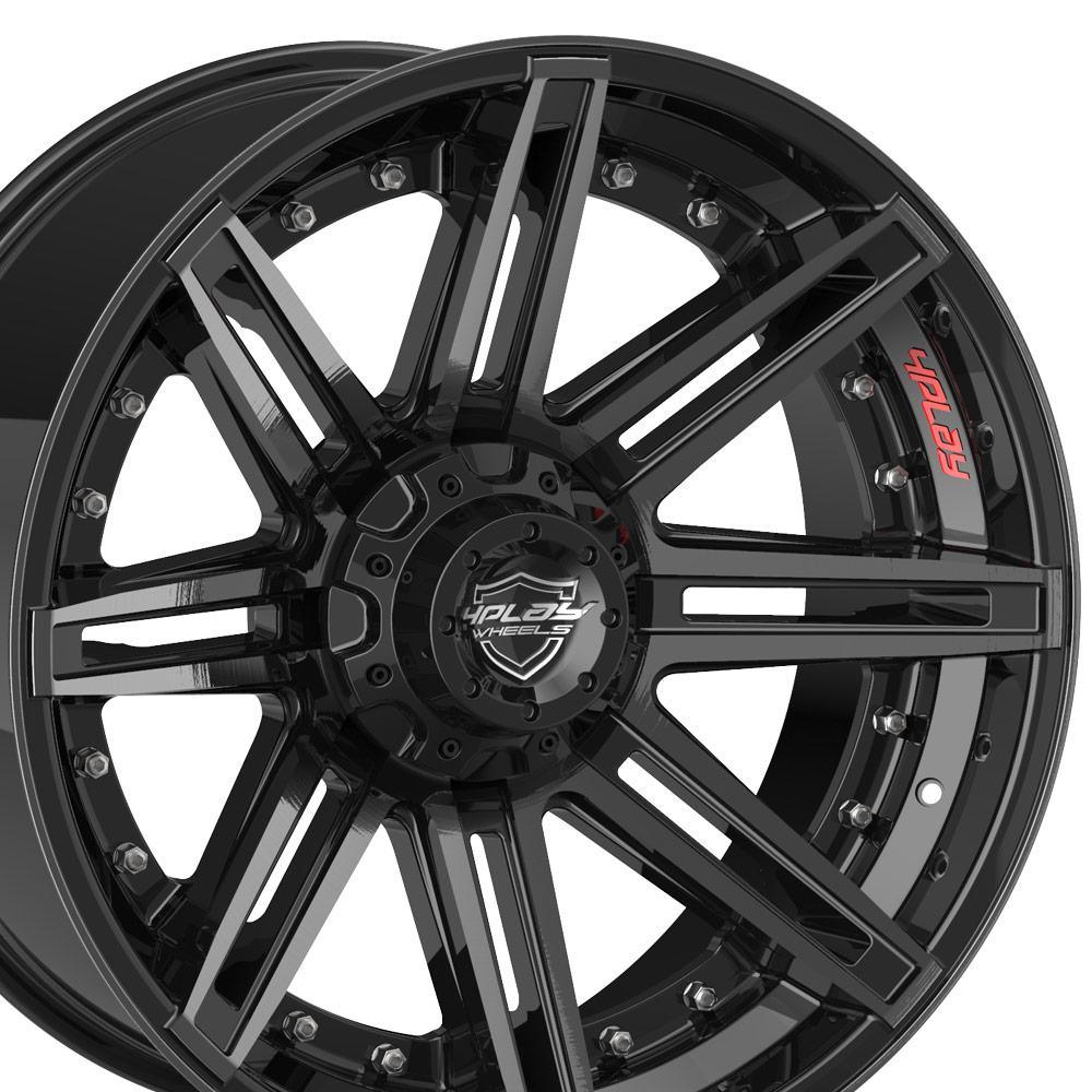 20x10 4PLAY Wheel for Ram-Dodge-Jeep-GM-Ford 4P08 Brushed Black Rim - greatparts