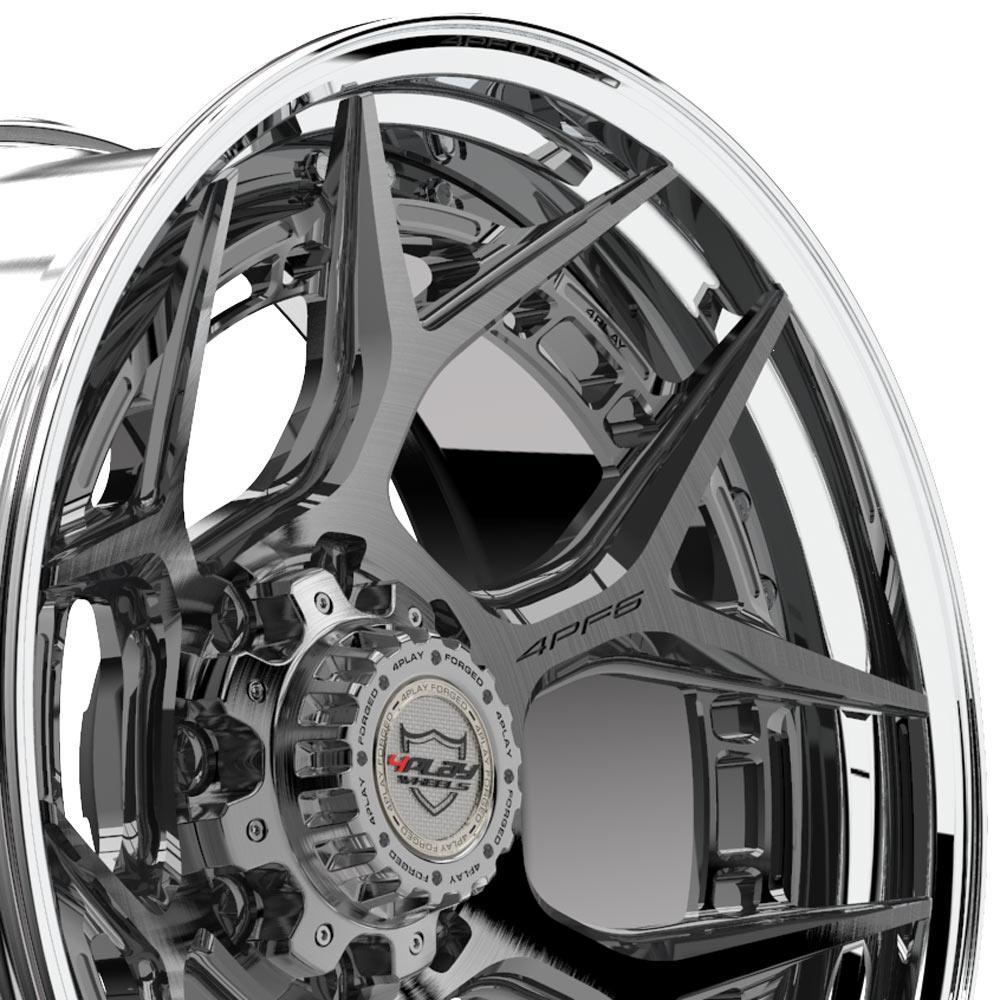 22x10 4PLAY Wheel for GM-Ford-Dodge-Hummer 4PF6 Polished Barrel w/Tinted Clear C - greatparts