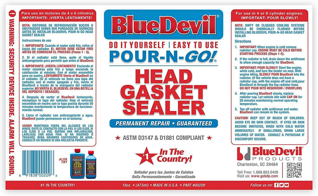 Bluedevil Products 00209 Pour-N-Go Head Gasket Sealer - 16 Ounce