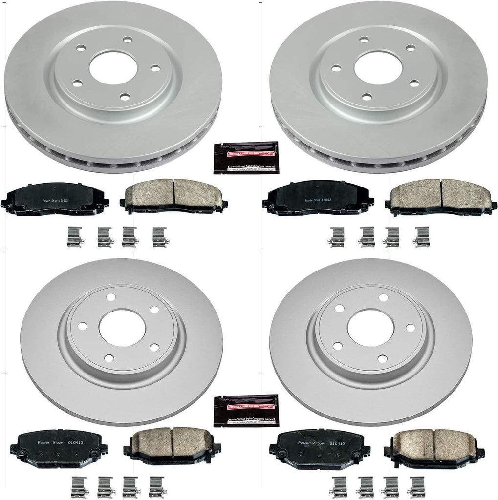 CRK5960 Coated Brake Rotor & Ceramic Brake Pads- Front & Rear