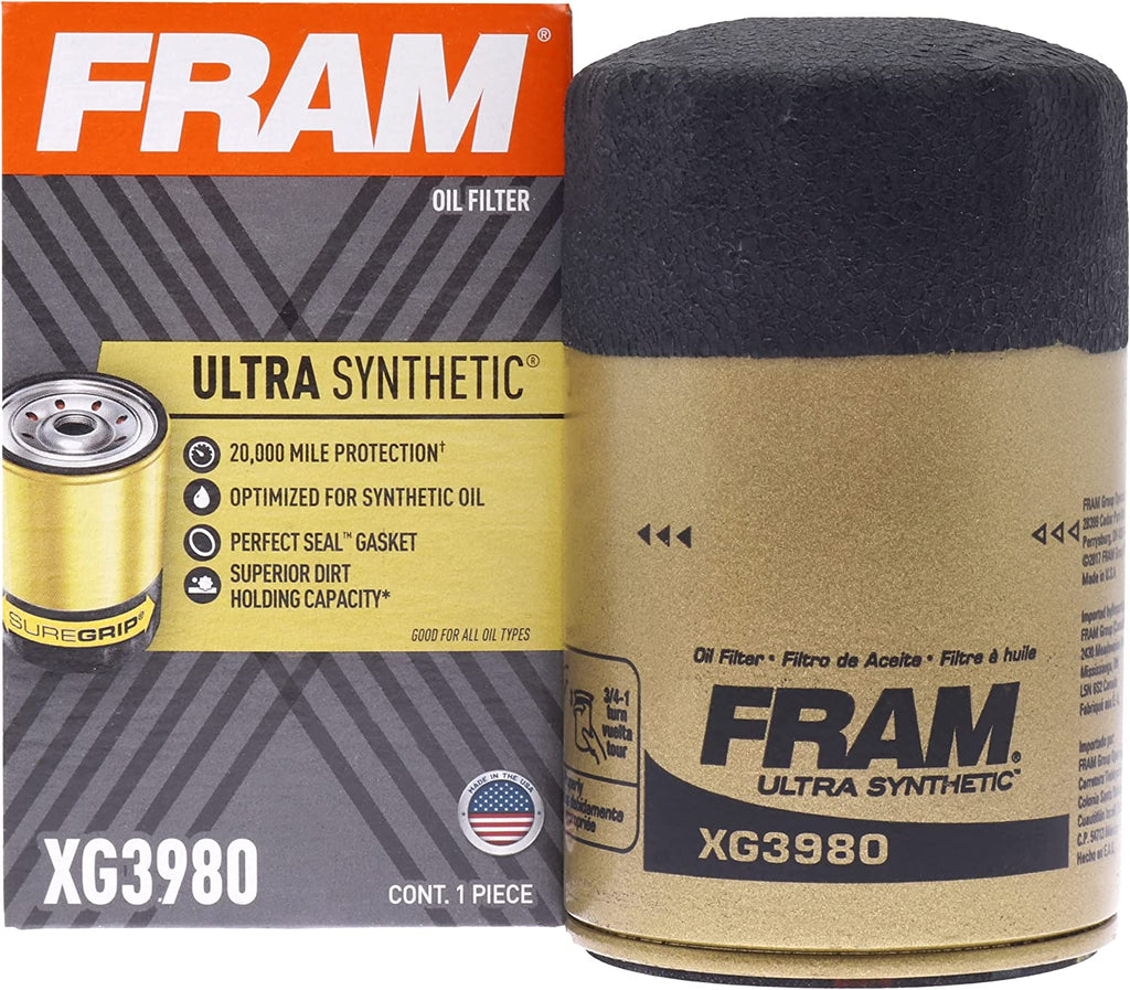 Ultra Synthetic Automotive Replacement Oil Filter, Designed for Synthetic Oil Changes Lasting up to 20K Miles, XG3980 with Suregrip (Pack of 1)