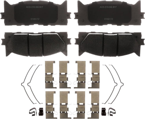 Silver 14D1222CHF1 Ceramic Front Disc Brake Pad Set with Springs and Clips