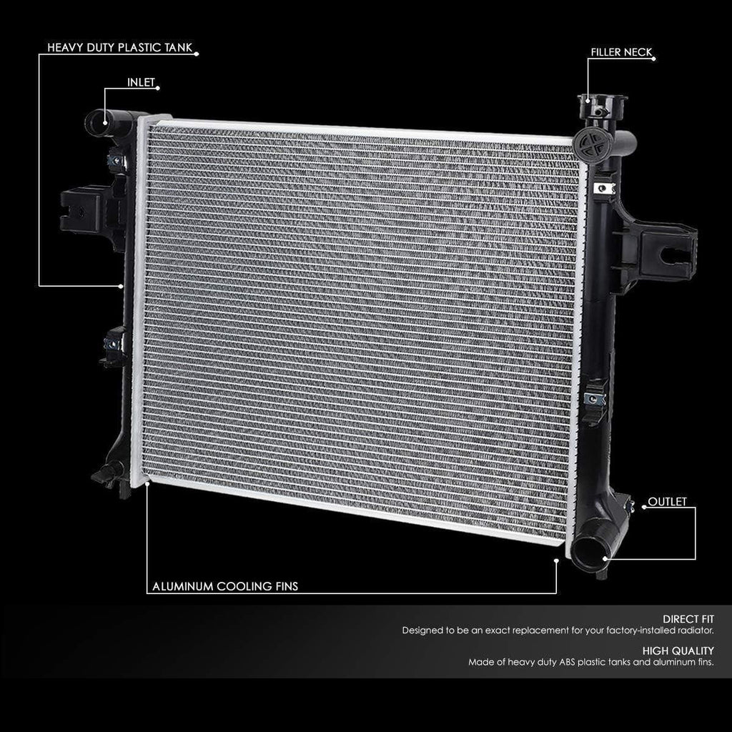 OEM-RA-2839 Factory Style Aluminum Core Radiator Compatible with 05-10 Grand Cherokee / 06-10 Commander AT, 23-1/16" W X 20-3/8" H X 1" D, 1-1/2" Inlet, 1-13/16" Outlet