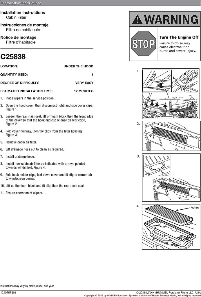 C25838 one Advanced Cabin Air Filter Compatible with Select Saab Vehicles