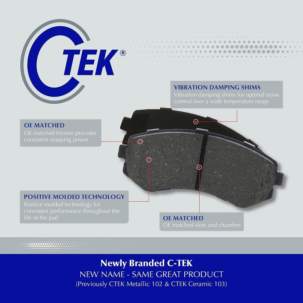 Centric C-Tek Ceramic Replacement Rear Disc Brake Pad Set for Select Nissan Model Years (103.09050)