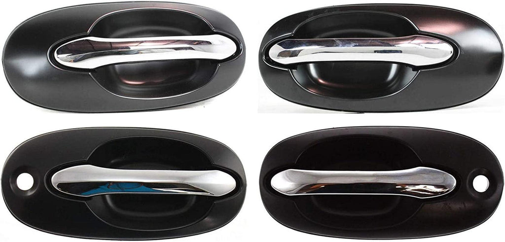 Front and Rear Exterior Door Handle Set of 4 Compatible with 2002-2005 Kia Sedona Chrome Lever with Primed Bezel Driver and Passenger Side