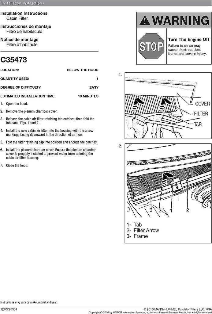 C35473 one Advanced Cabin Air Filter Compatible with Select Audi Vehicles