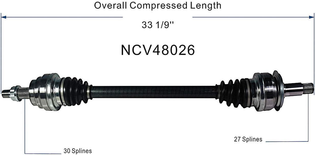 NCV48026 CV Axle Shaft Assembly - Left or Right Rear (Driver or Passenger Side)