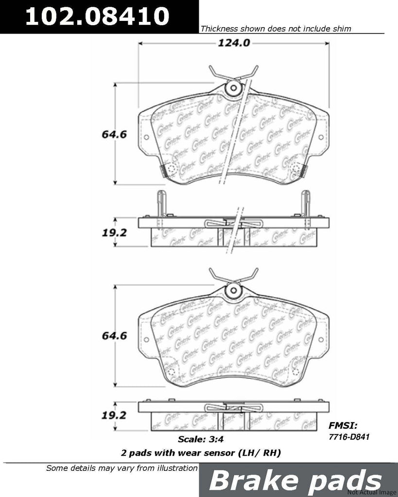 Centric Front Disc Brake Pad for PT Cruiser, Neon (102.08410)