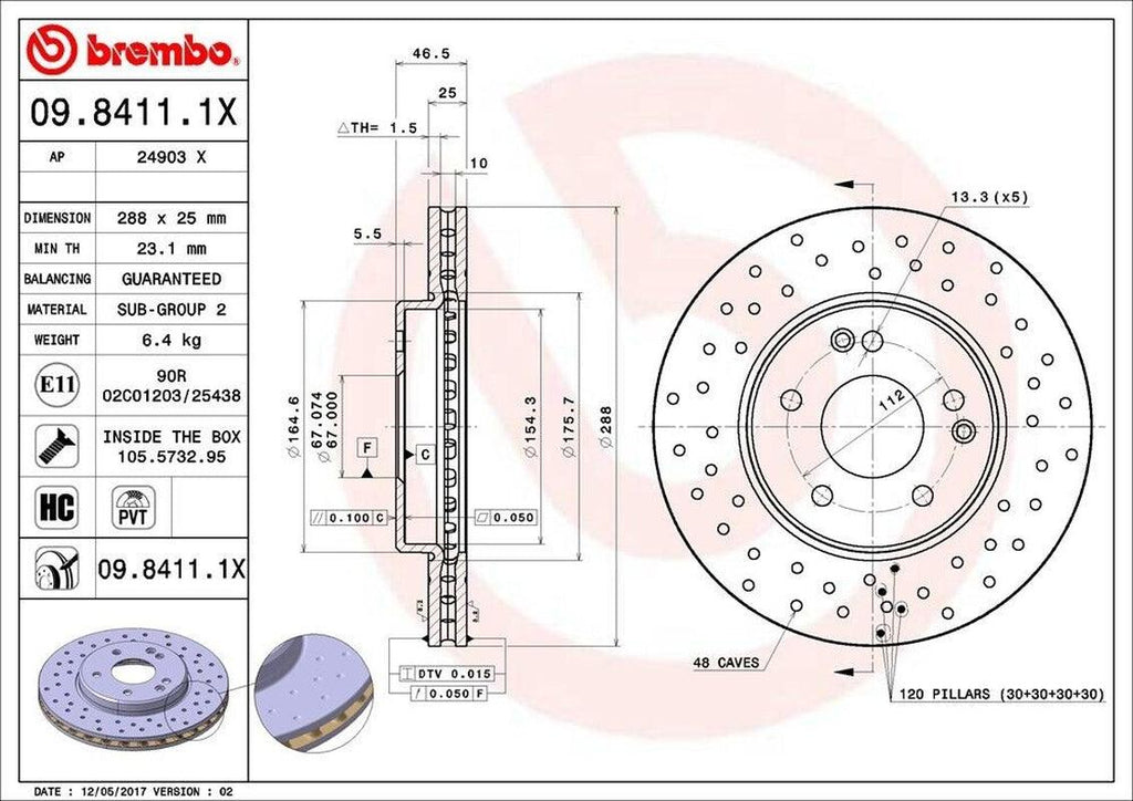 Brembo Front Disc Brake Rotor for C230, C240 (09.8411.1X)