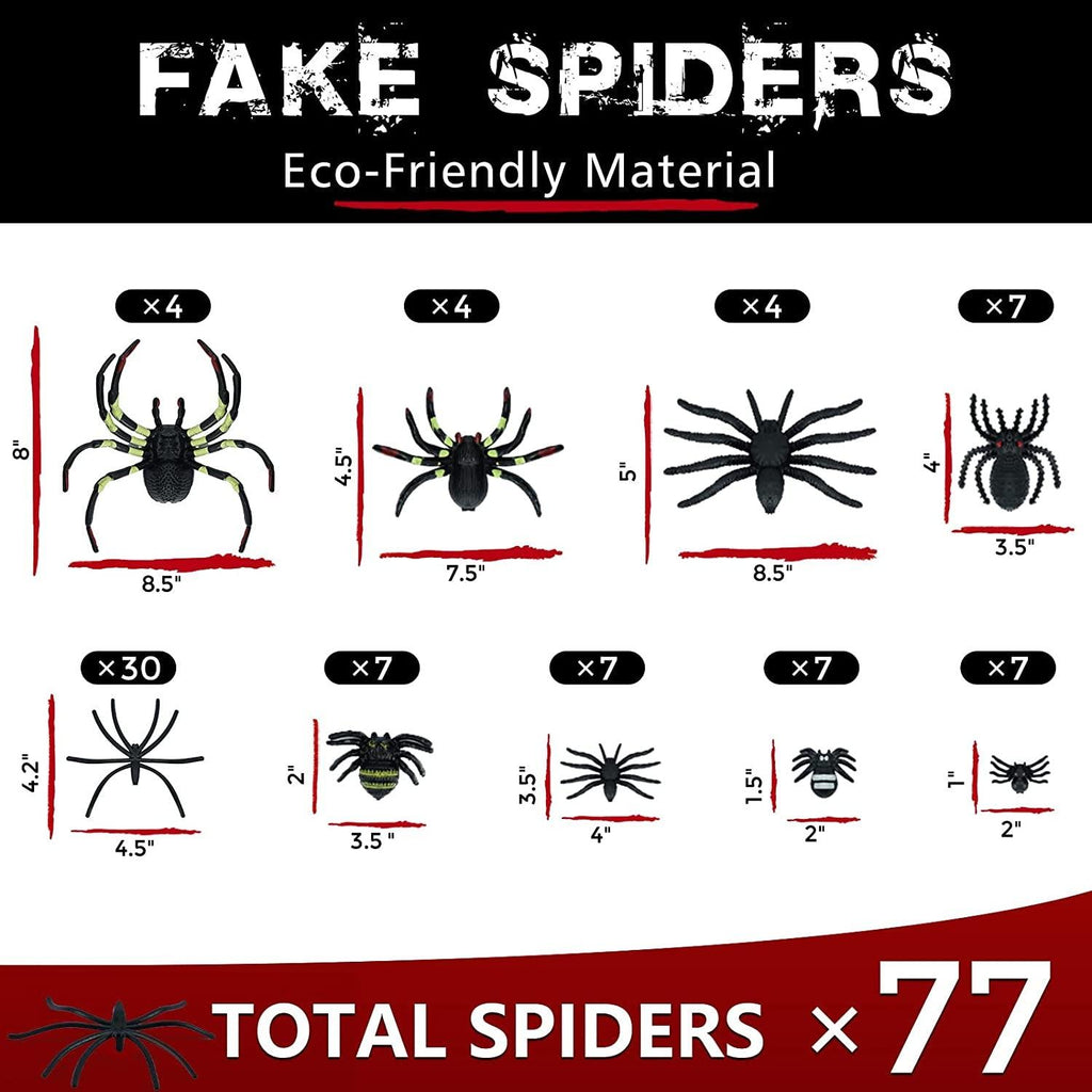 1000 Sqft Spider Webs Halloween Decorations with 77 Fake Spiders, Super Stretch Cobwebs for Halloween Indoor and Outdoor Decor