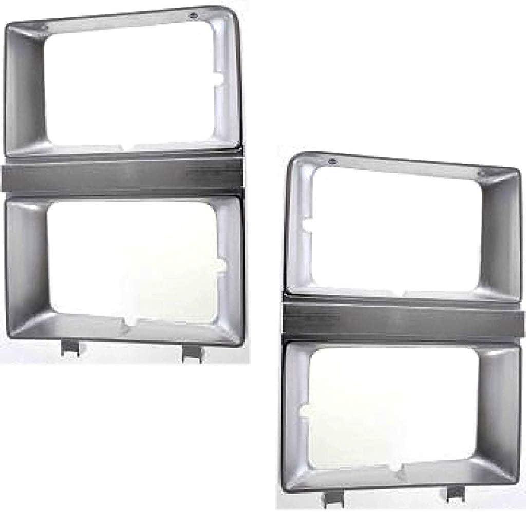 for Chevy C10 / C20 / C30 Headlight Door 1981 1982 Driver and Passenger Side Pair/Set | W/Dual Headlamps | Chrome | GM2512106 + GM2513106 | 14021353 + 14021354