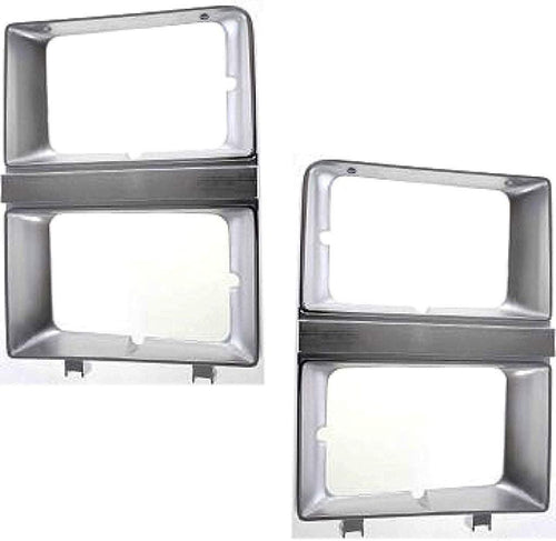 for Chevy C10 / C20 / C30 Headlight Door 1981 1982 Driver and Passenger Side Pair/Set | W/Dual Headlamps | Chrome | GM2512106 + GM2513106 | 14021353 + 14021354