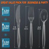 360Pc Party Plastic Silverware, Disposable Cutlery Set, Premium Clear Utencils Combo: 120 Forks, 120 Spoons, 120 Knives, Heavy Duty with Heat Resistant & BPA Free, Solid and Durable Party Supply