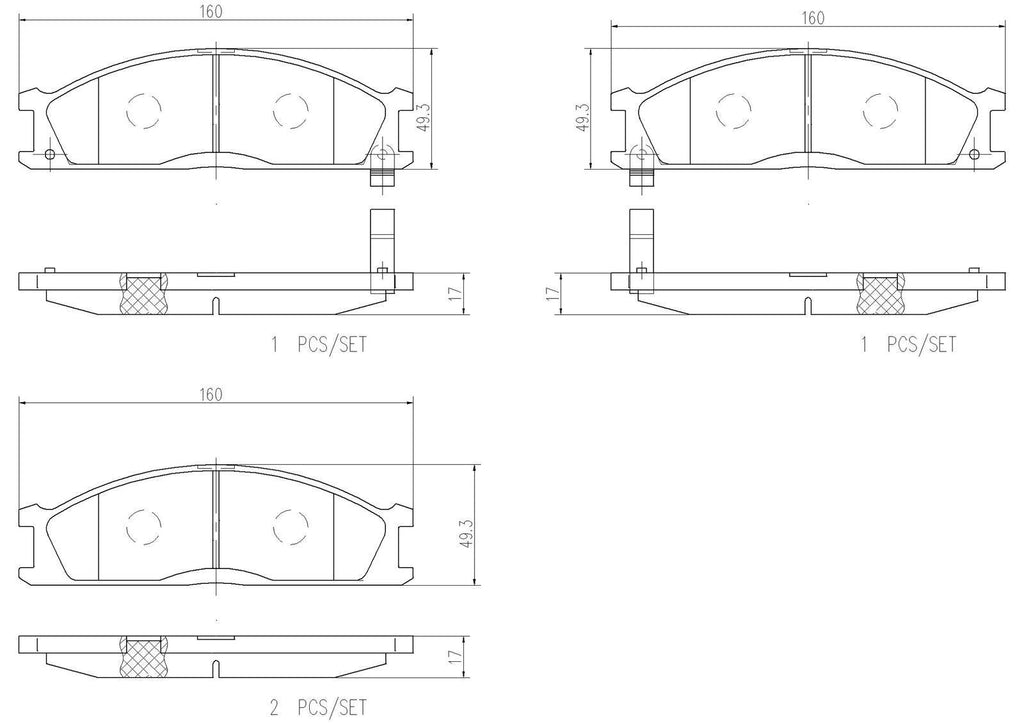 Front Disc Brake Pad Set for Frontier, Pickup, SVX, Pathfinder+Mor