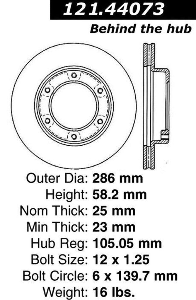 Centric Front Disc Brake Rotor for 1990-1992 Land Cruiser (121.44073)