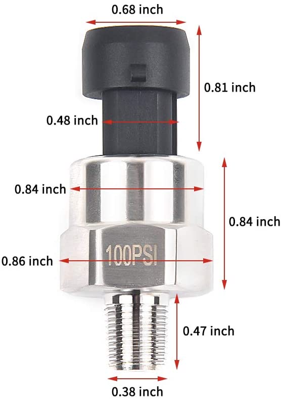 OTUAYAUTO Universal 100PSI Pressure Transducer Sender Solenoid for Oil, Fuel, Air, Water