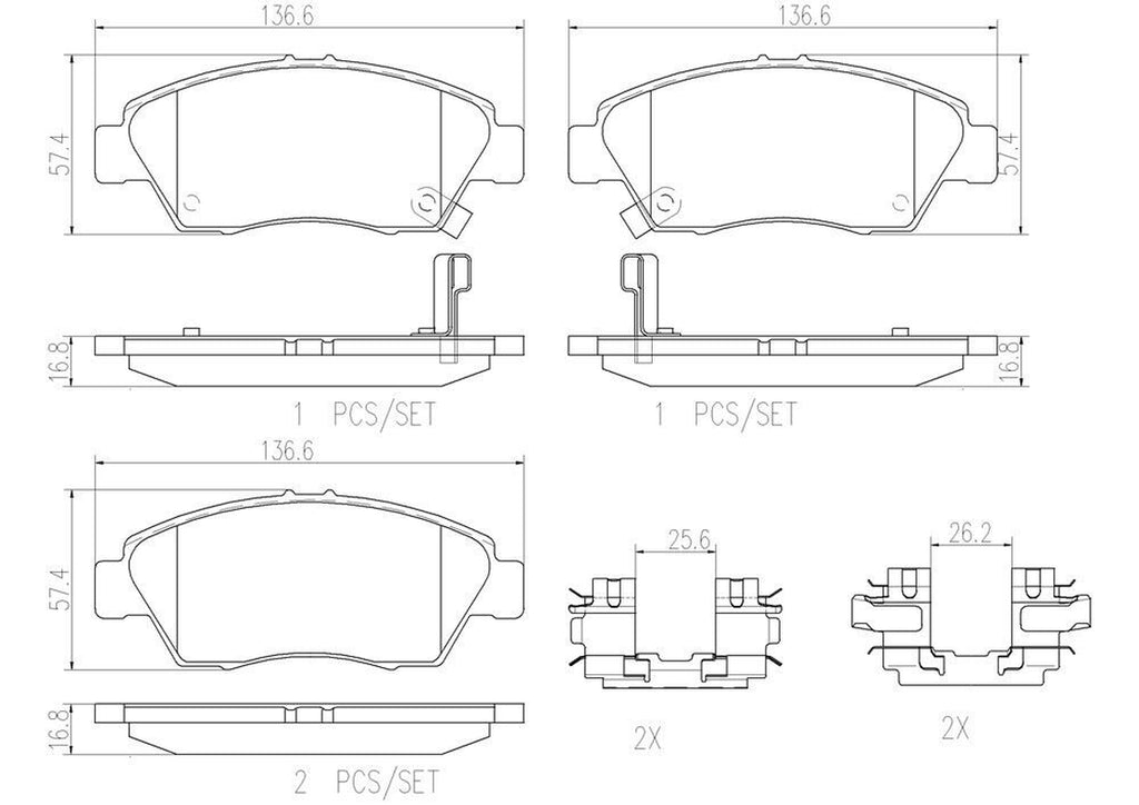 Brembo Front Disc Brake Pad Set for Civic, ILX, Fit, Civic Del Sol (P28023N)