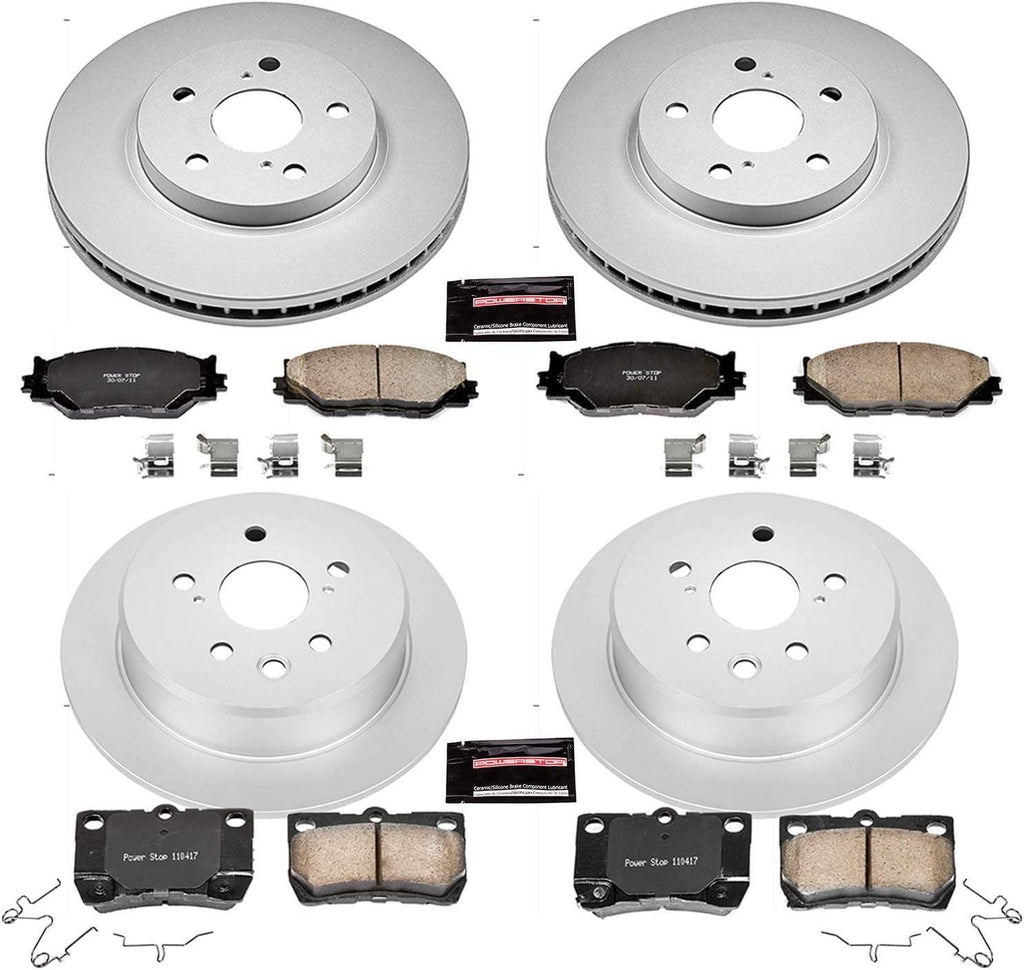 CRK2407 Coated Brake Rotor & Ceramic Brake Pads- Front & Rear