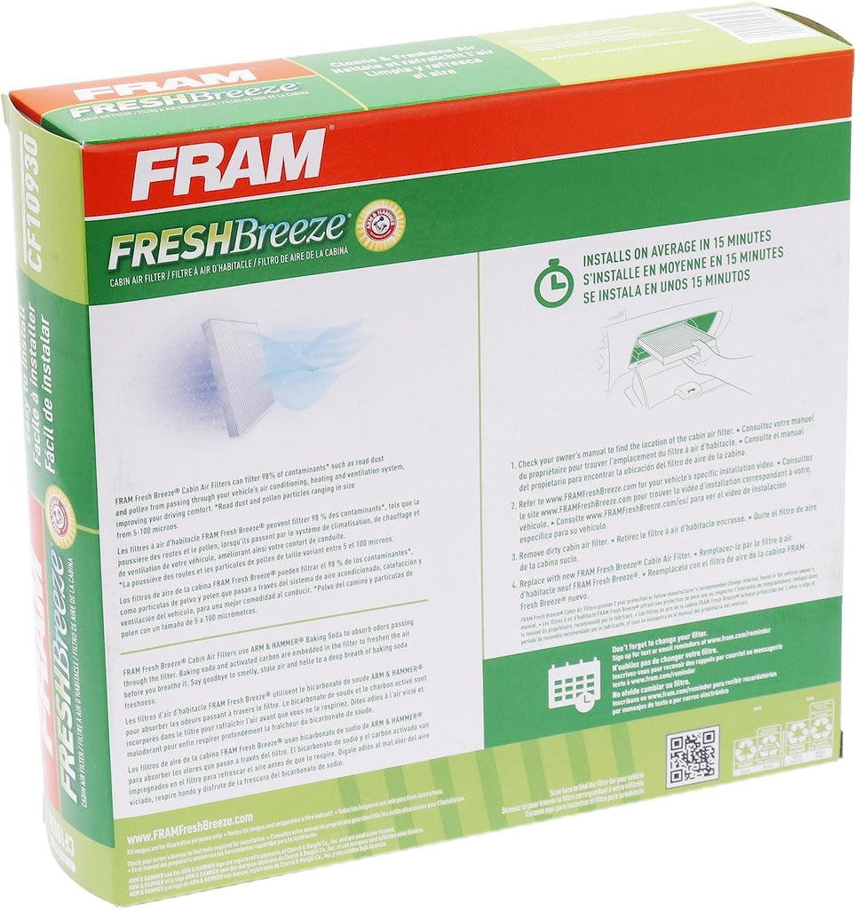 Fresh Breeze Cabin Air Filter with Arm & Hammer Baking Soda, CF10930 for Select Subaru Vehicles