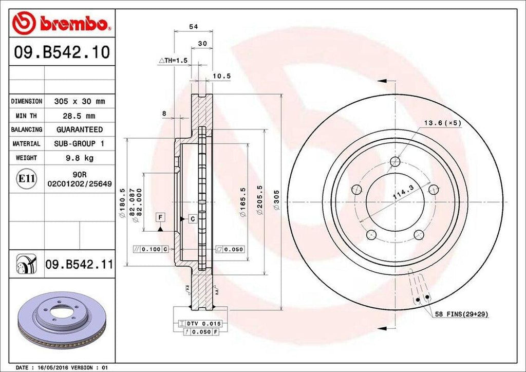 Front Disc Brake Rotor for Explorer, Explorer Sport Trac+More (09.B542.11)