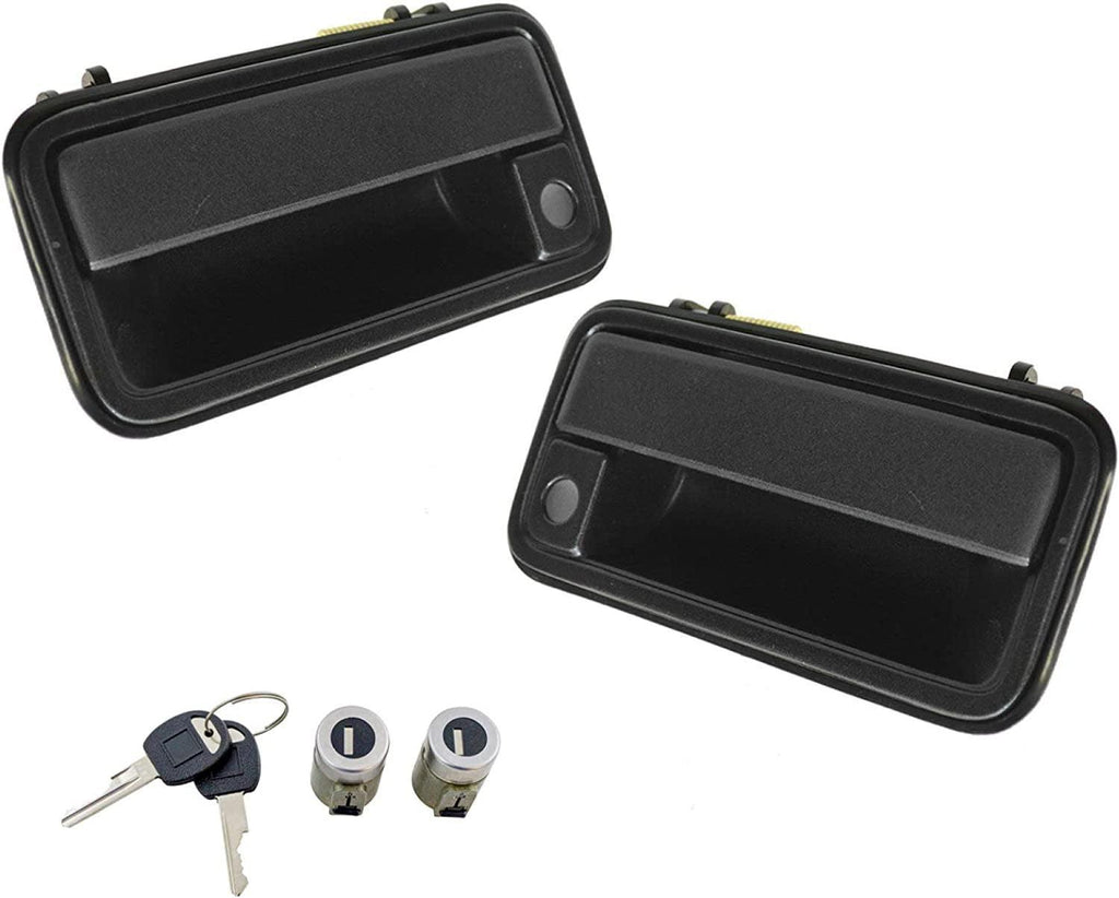 Front Black Exterior outside Door Handle with Lock Cylinder Kit Compatible with CK Truck