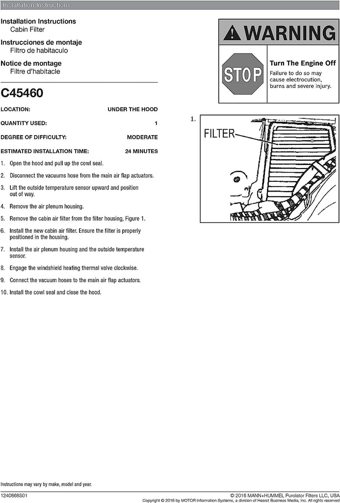 C45460 Cabin Air Filter