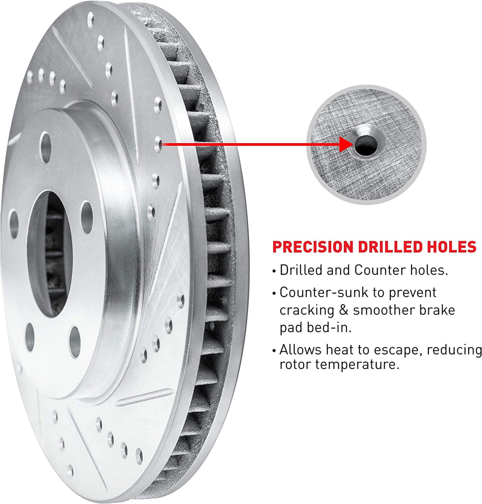 Front Kit Brake Rotors Drill Slot for 2008-2019 Xd, Corolla, Vibe, Matrix