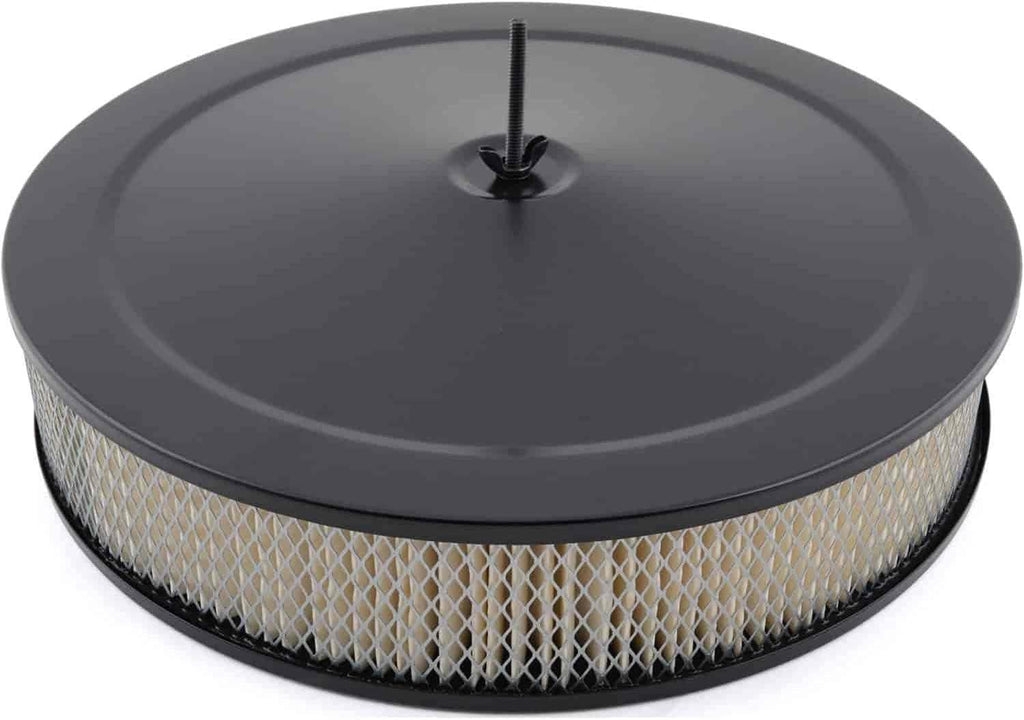 Racing Power Company R2195BK-BOX - Black 14" X 3" Muscle Car Style Air Cleaner Set - Paper Element & Recessed Base