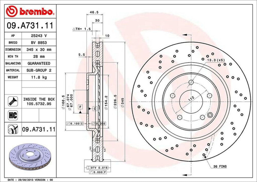 Brembo Front Disc Brake Rotor for Mercedes-Benz (09.A731.11)