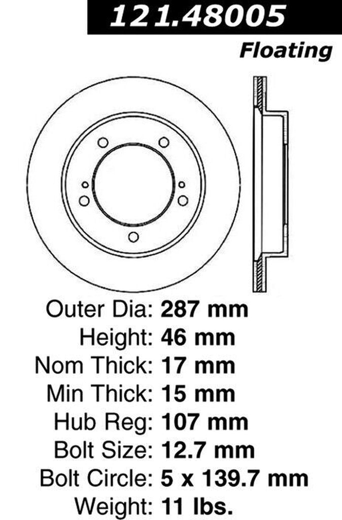 Centric Front Disc Brake Rotor for Tracker, Sidekick (121.48005)