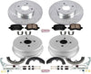 K15078DK Front and Rear Z23 Carbon Fiber Brake Pads with Drilled & Slotted Brake Drums Kit