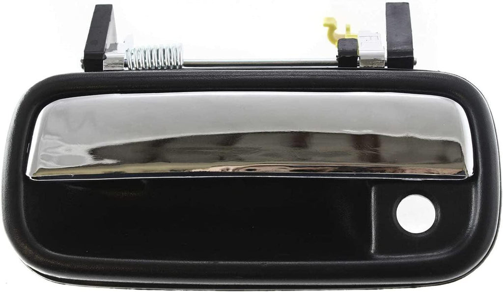 Aftermarket Front Exterior Door Handle Compatible with 1989-1995 Toyota Pickup and 1990-1995 Toyota 4Runner Chrome, Plastic, Textured Bezel, Set of 2, Driver and Passenger Side