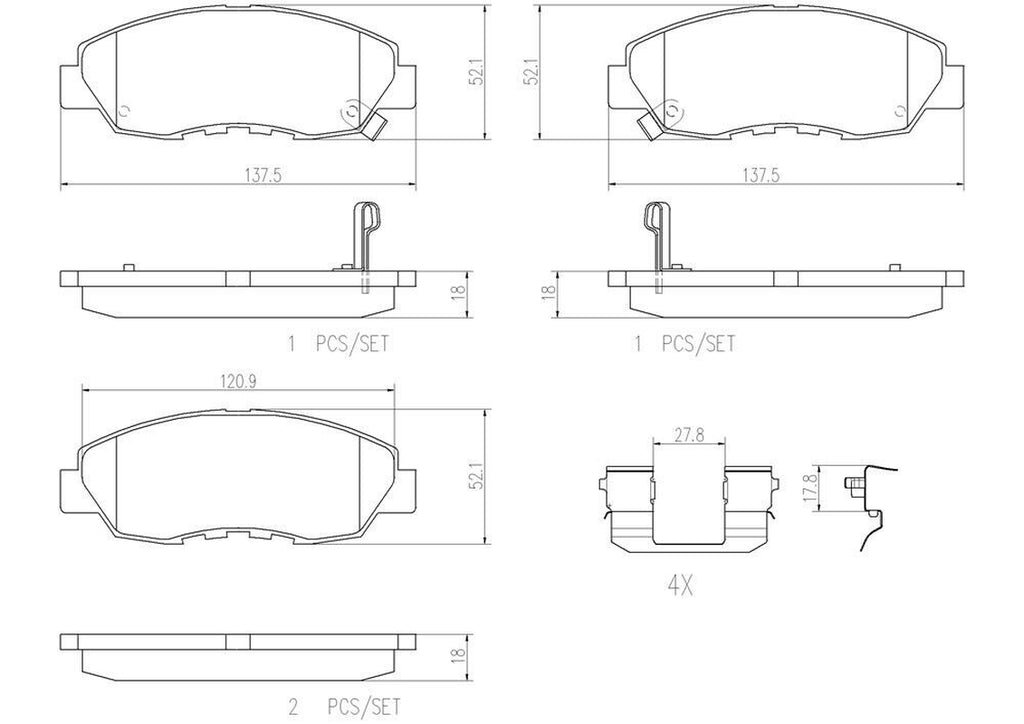 Brembo Front Disc Brake Pad Set for Civic, Accord, CL (P28042N)