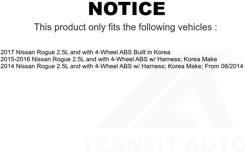 Mpulse Front ABS Wheel Speed Sensor SEN-2ABS3481 for Nissan Rogue 2.5L with 4-Wheel