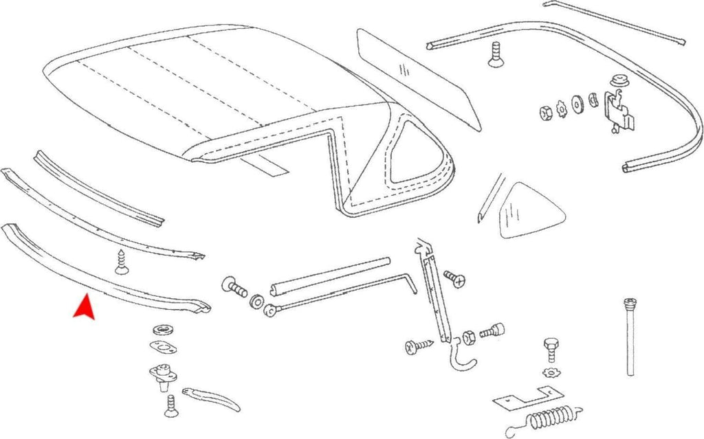 107 779 0022 Convertible Top to Windshield Convertible Front Top Seal