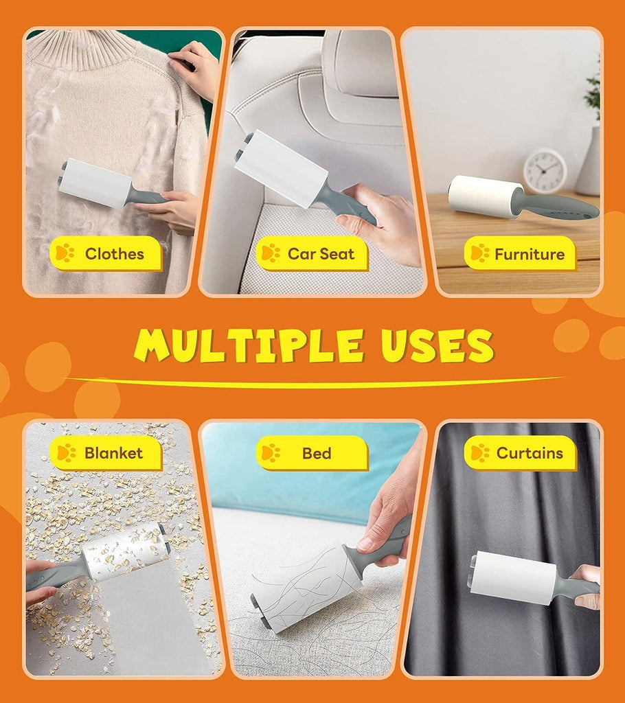 UEZETO Extra Sticky Lint Rollers for Pet Hair, 300 Sheets Upgraded Value Set Lint Roller with 3 Durable Handles and 3 Rollers, Portable Pet Lint Remover for Clothes, Furniture, Carpet, Dog & Cat Hair