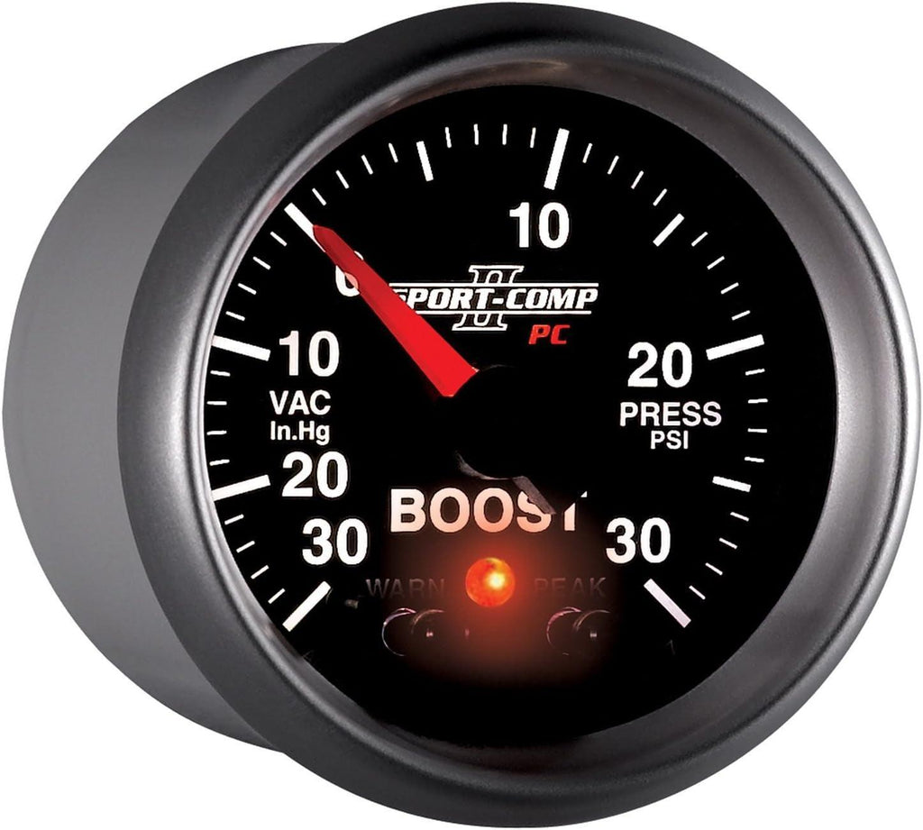 3677 Sport-Comp II PC 2-1/16" 30 In. Hg/30 PSI Full Sweep Electric Vacuum/Boost Gauge Peak and Warn with Electronic Control