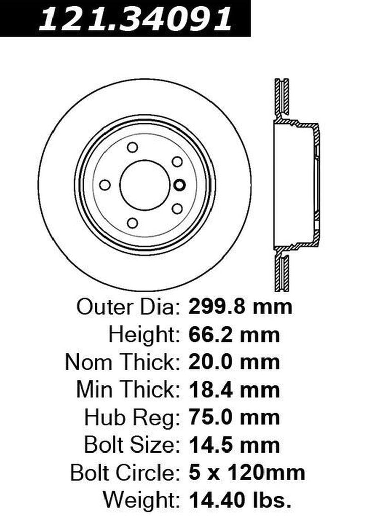 Centric Rear Disc Brake Rotor for BMW (121.34091)