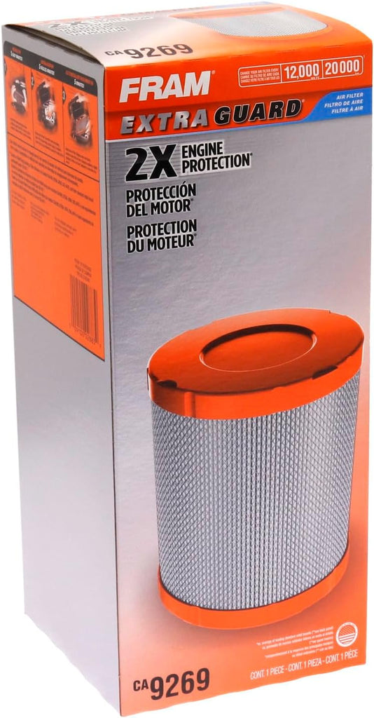 Extra Guard Engine Air Filter Replacement, Easy Install W/ Advanced Engine Protection and Optimal Performance for Select Bobcat, Case, Caterpillar, Deutz, John Deere, Kubota, Massey-Ferguson, New Holland and Other Vehicles, CA9269