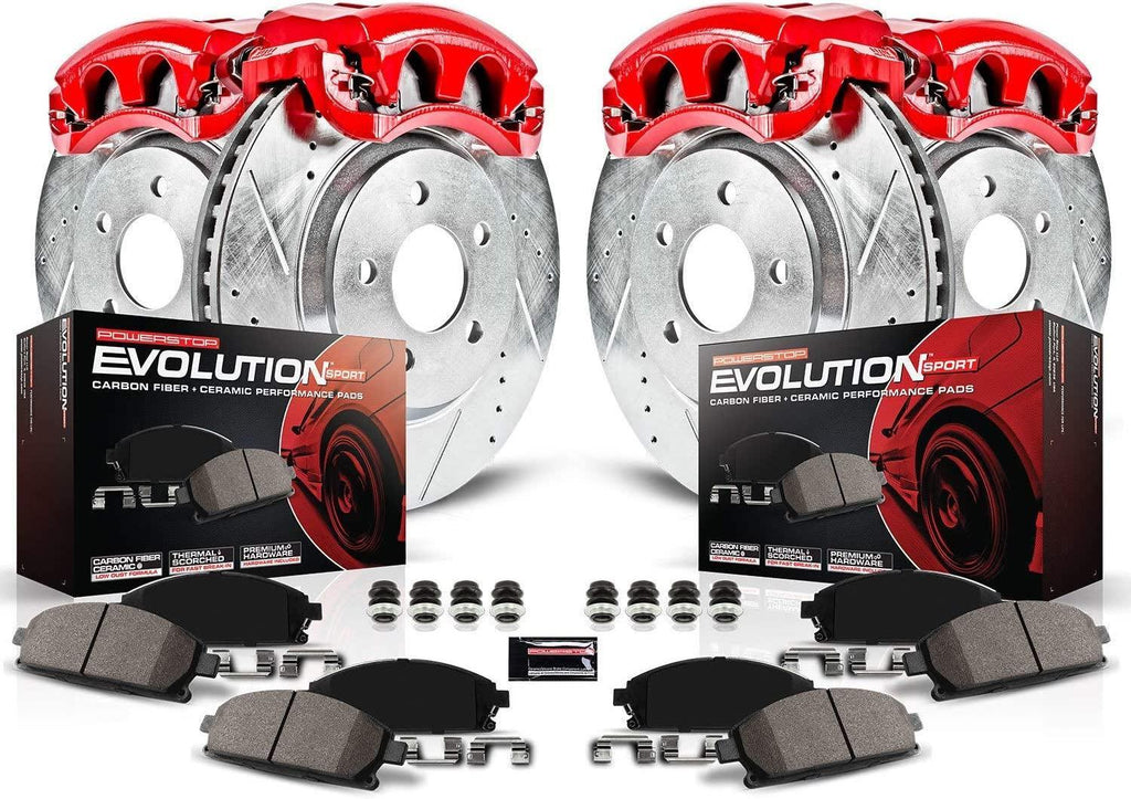 KC6556A Z23 Evolution Front and Rear Brake Kit-Drilled/Slotted Rotors, Carbon Ceramic Brake Pads & Calipers