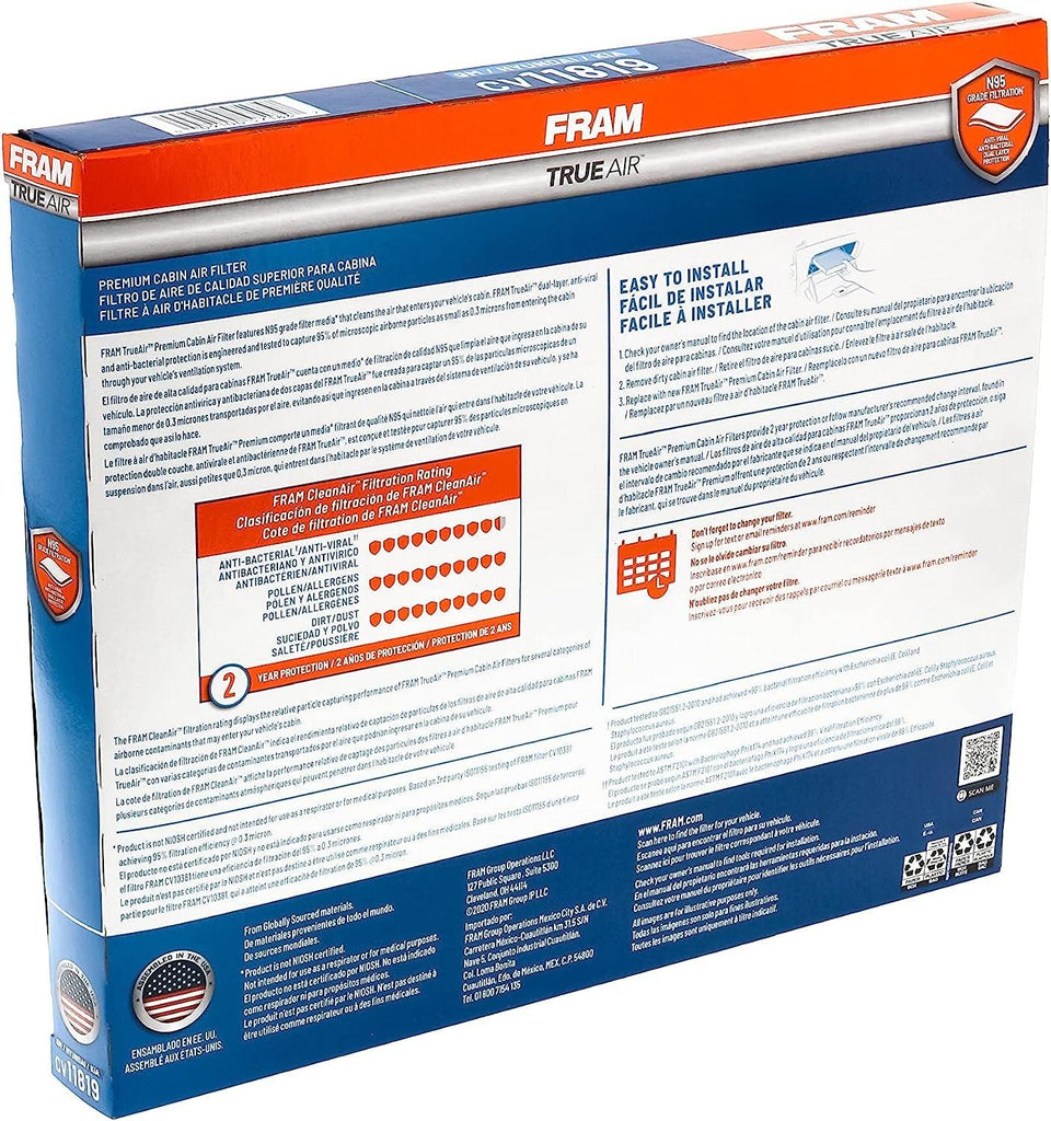 Automotive Replacement Trueair Cabin Air Filter for Car Passenger Compartment (CV11819) , White