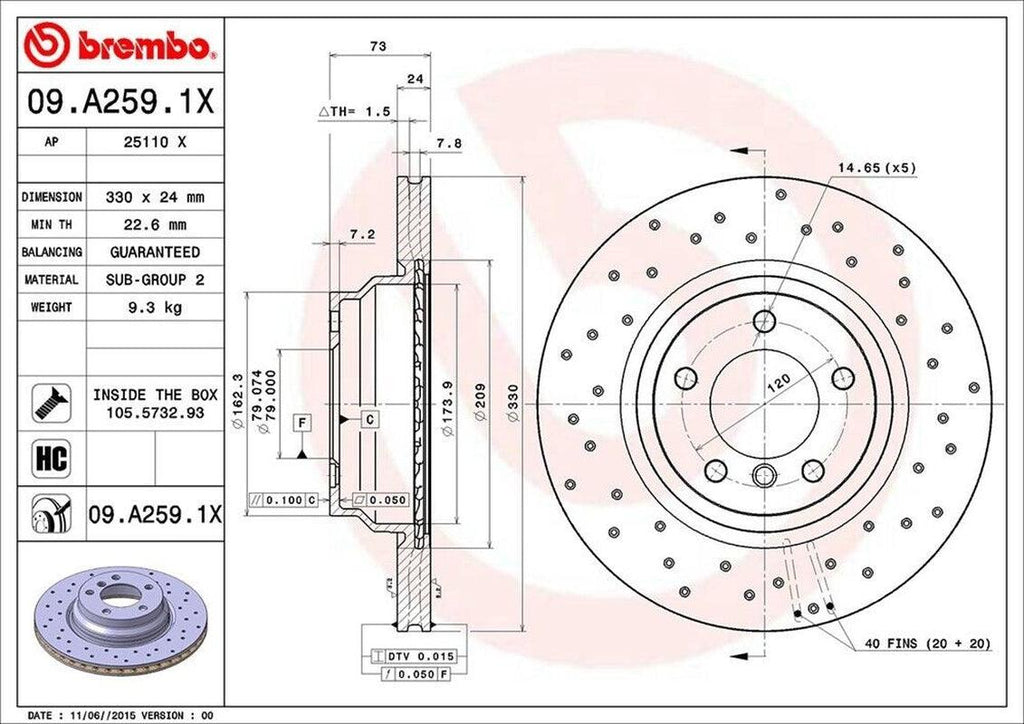 Brembo Front Disc Brake Rotor for 330I, 330Xi (09.A259.1X)