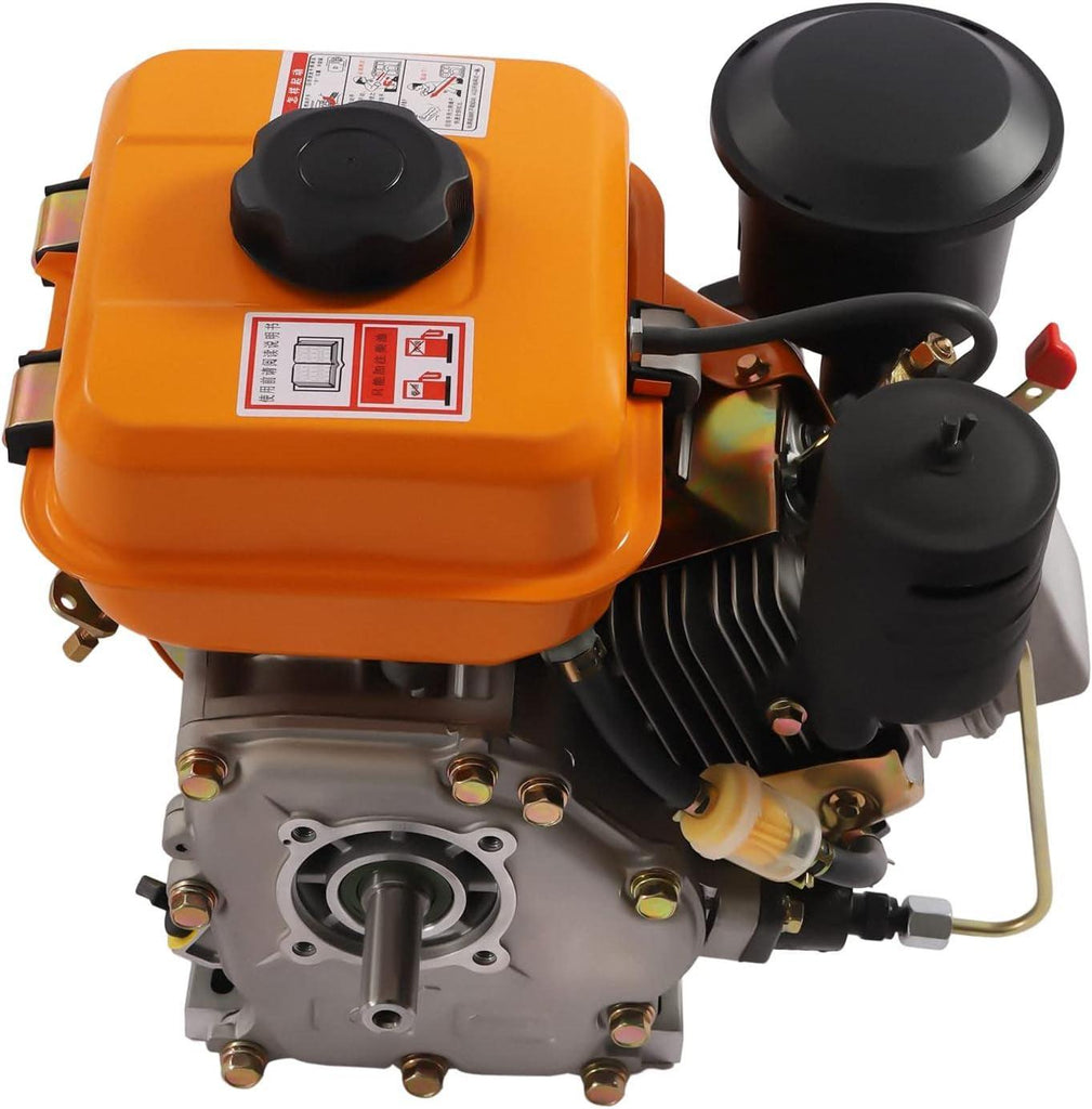 196CC Diesel Engine 2.2KW Single Cylinder Diesel Motor 3000 RPM Air Cooling Vertical Engine Manual Start for Agricultural Production (Orange)