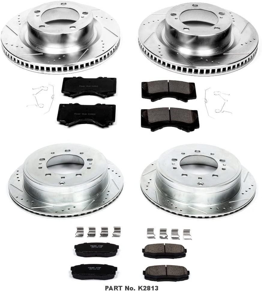 K2813 Front and Rear Z23 Carbon Fiber Brake Pads with Drilled & Slotted Brake Rotors Kit