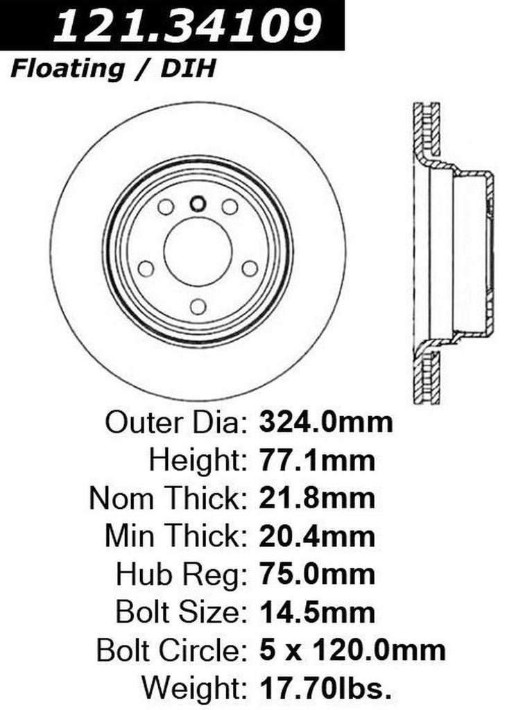 Centric Rear Disc Brake Rotor for 135I, 135Is (121.34109)