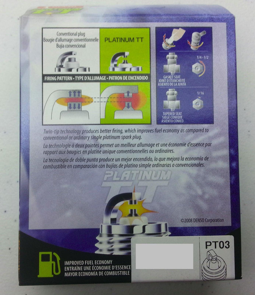 DENSO PT16TT / 4511 Platinum Titanium TT Spark Plug (4Pc) Set Pre-Gapped