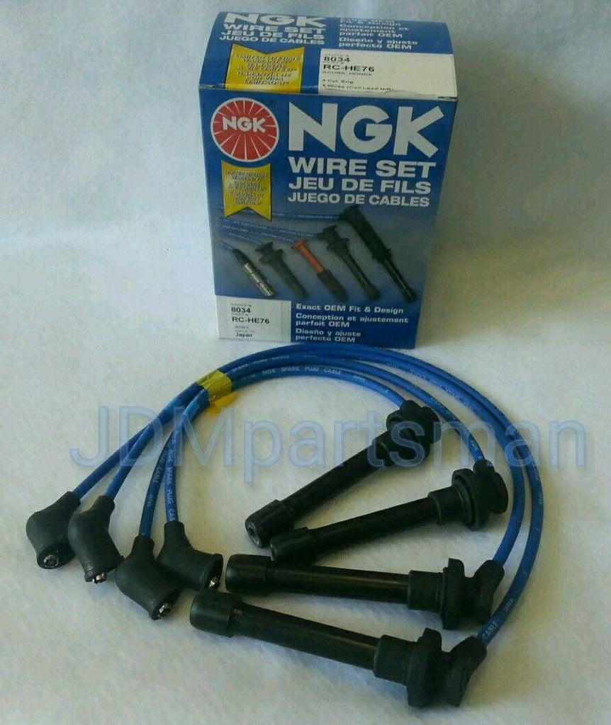 HONDA NGK JAPAN BLUE SPARK PLUG WIRE SET HE76 CIVIC D16